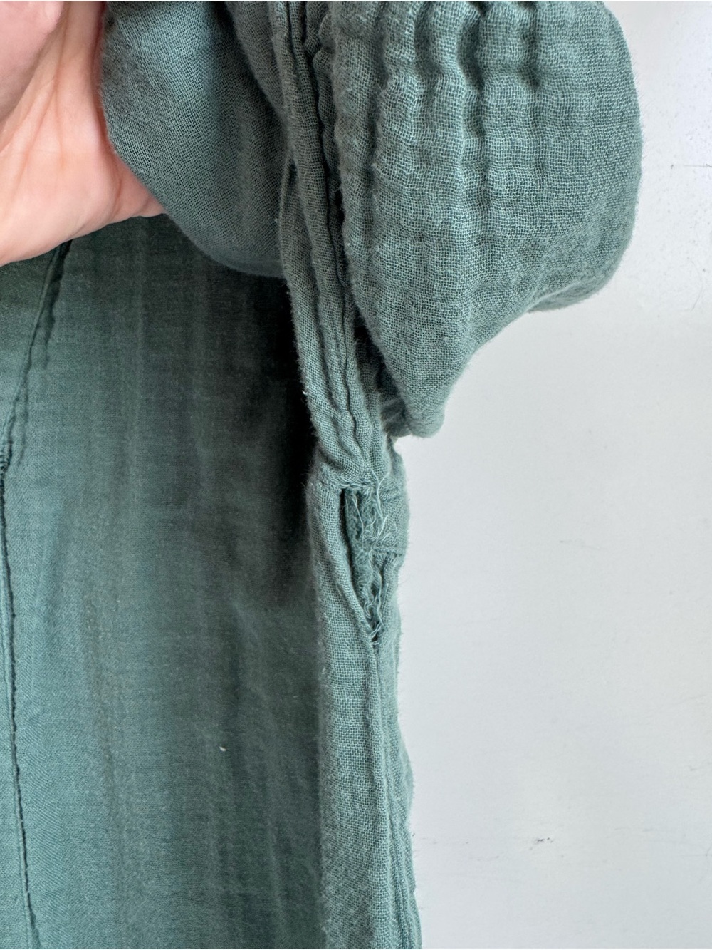 LAKE Day Dress Women Maxi Small Green 100% cotton cottagecore boho peasant cozy - Picture 5 of 9